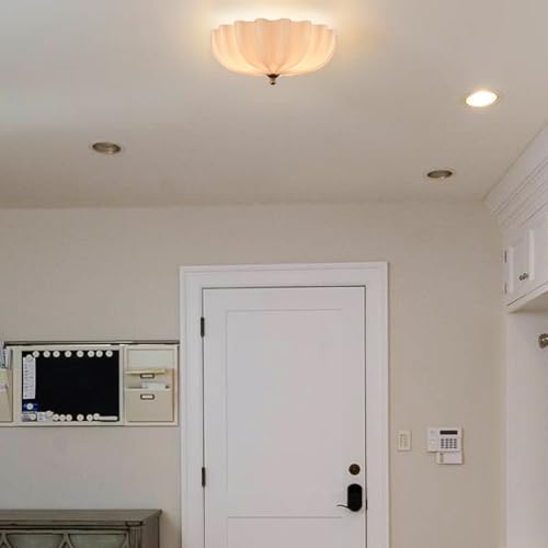 Modern Gold Ceiling Light Fixture with Milky Glass Shade