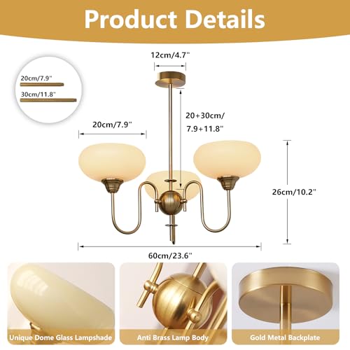 Modern Gold Globe Chandelier Light Fixture Mid Century 3