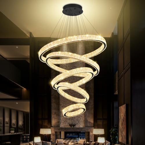 Modern 5 Ring Chandeliers for High Ceiling Foyer