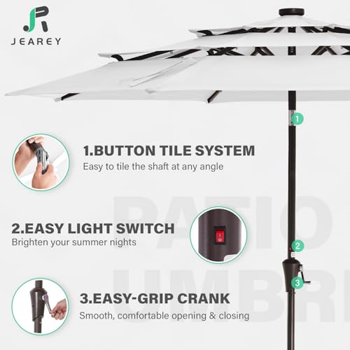 9 ft 3 Tier Outdoor LED Lighted Patio Umbrella w