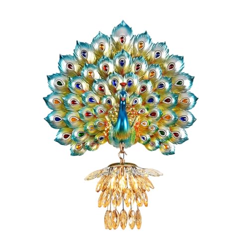Modern Large Wall Sconce Crystal Glass Wall Mouunt Light Blue Resin Peacock Decorative Light E26 15.7" Wall Light Fixture for Bedroom Living Room Dining Room Hallway