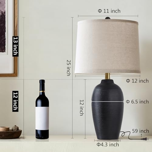 25" Retro Vintage Ceramic Table Lamp for Living Room Bedroom