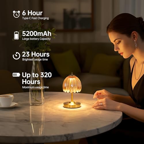Set of 2 Tulip Table Lamp with 5200mAh Battery & Touch Control (2 Count)