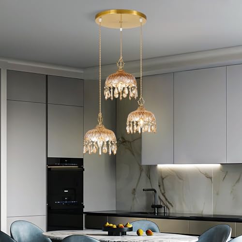 3 Light Glass Pendant Light Crystal Hanging Light Fixtures