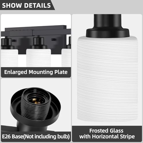 8 Light Bathroom Light Fixtures Over Mirror Black Vanity Light 52in (8 Count)