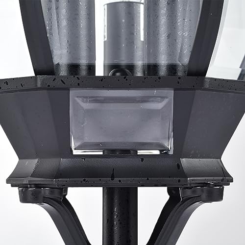 60/899, 3-Light Outdoor Post Lantern, Beveled Glass, Black
