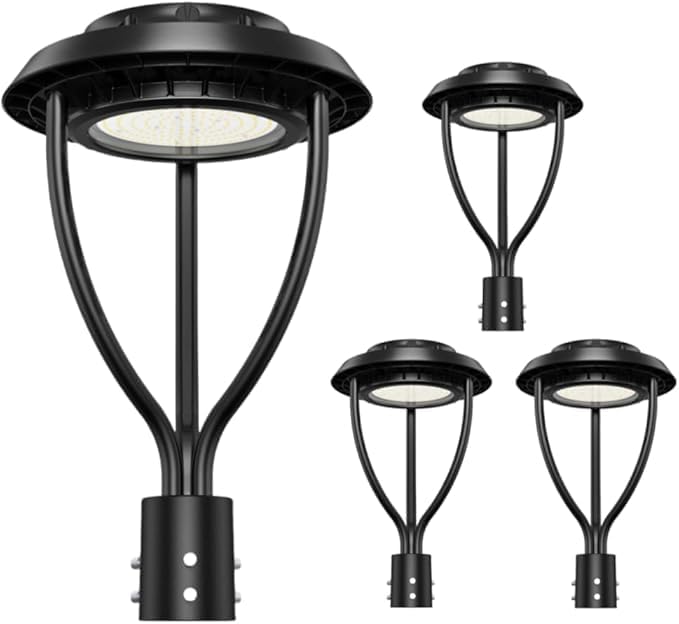 4Pack LED Post Top Light 80W 64W 48W Adjustable with Dusk to Dawn Photocell,12000LM 5000K Outdoor Pole Lights, IP65 Waterproof Outdoor Post Light Fixtures for Garden Yard ETL DLC Listed - Aura Lighting