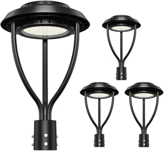 4Pack LED Post Top Light 80W 64W 48W Adjustable with Dusk to Dawn Photocell,12000LM 5000K Outdoor Pole Lights, IP65 Waterproof Outdoor Post Light Fixtures for Garden Yard ETL DLC Listed - Aura Lighting