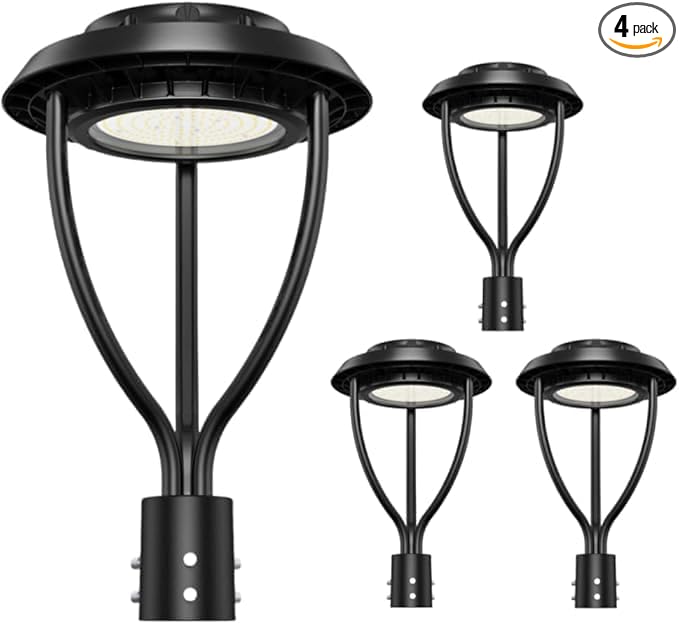 4Pack LED Post Top Light 60W 48W 36W Adjustable with Dusk to Dawn Photocell,9000LM 5000K Outdoor Pole Lights, IP65 Waterproof Outdoor Post Light Fixtures for Garden Yard ETL DLC Listed - Aura Lighting