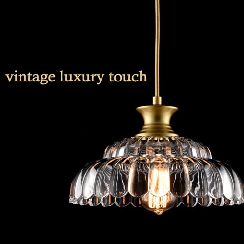 Vintage Gold Clear Glass Pendant Lights Kitchen Island