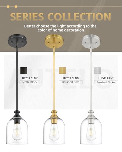 Modern Gold Pendant Lights Kitchen Island Cylinder Glass