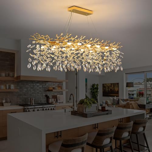 Modern Rectangle Crystal Tree Branch Chandelier
