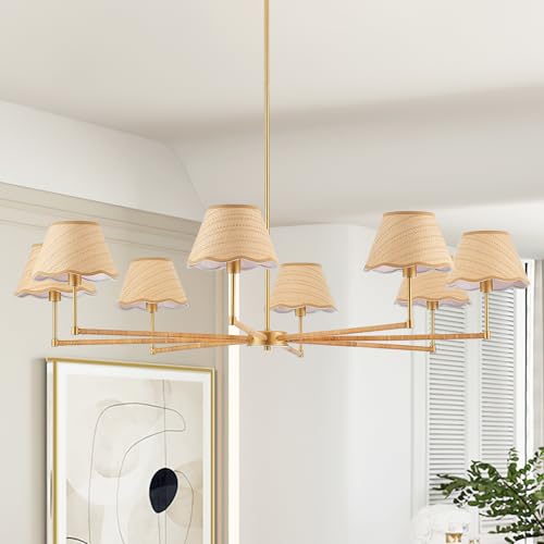 50” Large Boho Rattan Chandelier 8