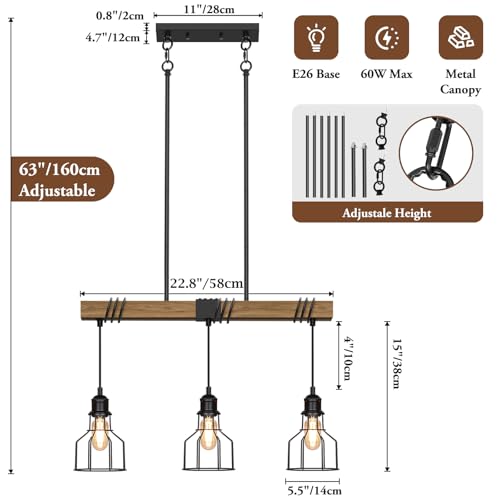 3 Light Kitchen Island Lighting Farmhouse Dining Room Light