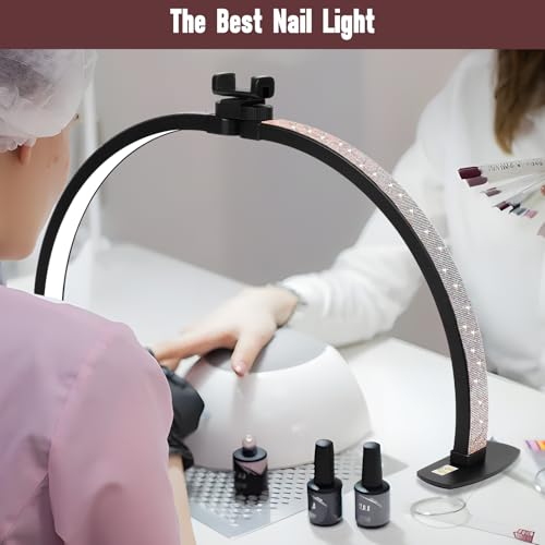 Half Moon Light for Nail Desk with Phone Holder