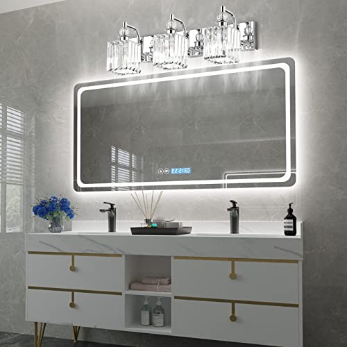 Modern Crystal Vanity Light 3 Light 24''Bathroom Lights Fixtures Over Mirror Chrome Vanity Light for Bathroom Wall Lighting