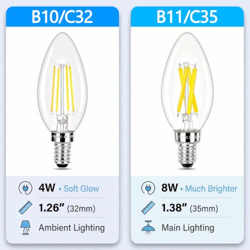 LED Candle Bulbs 100W Equivalent Dimmable (12 Count)