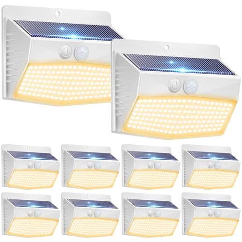 10 Pack Solar Motion Sensor Lights Outdoor Waterproof with 3 Modes
