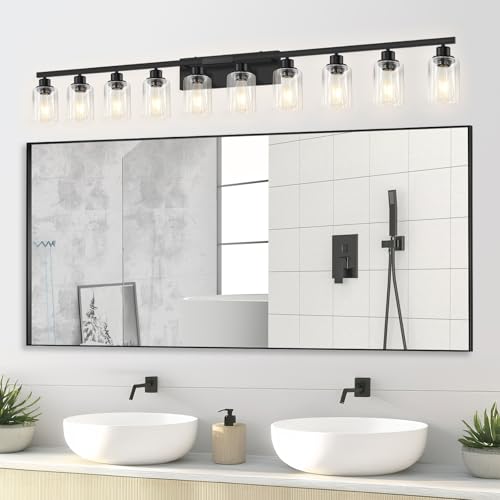 10 Light Vanity Light for Mirror Black Bathroom Light Fixtures 65in (10 Count)