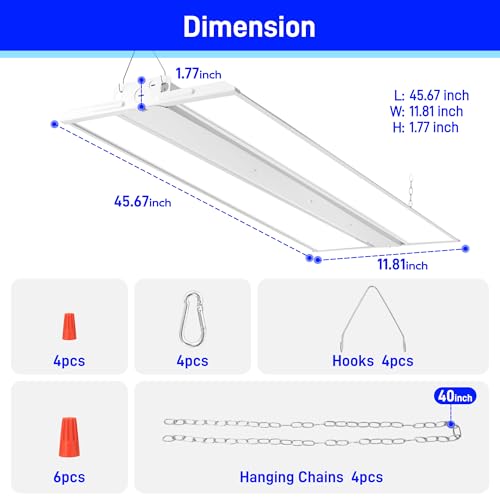 250W 4FT LED Linear High Bay Shop Light 33750LM 5000K 135LM (2 Count)