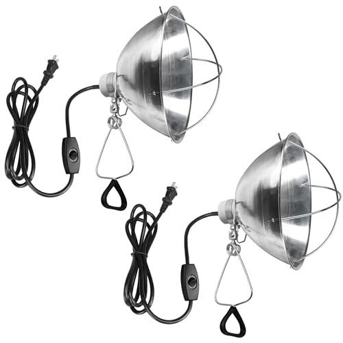 Clamp Lamp Light Socket with 10.5 Inch Aluminum Reflector and Bulb Guard (2 Count)