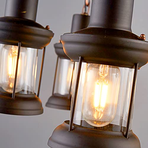 Vintage Industrial Wood Chandelier with 8 Light Rudder Shape