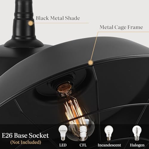 Black Farmhouse Pendant Light (2 Count)