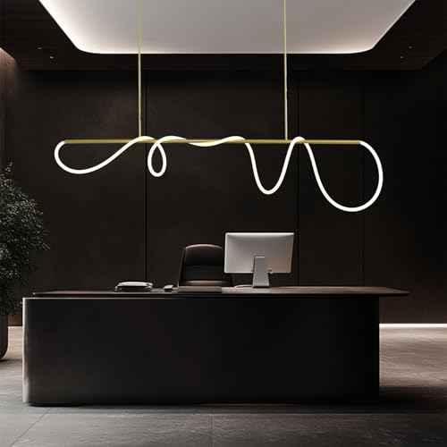 Gold Pendant Light Kitchen Island Lighting 70.86inch Dimmable Modern Dining Room Pendant Light Over Table 3-Color LED Ceiling Hanging Pendant Chandelier Light Fixture with Soft Silicone Lamp Strip