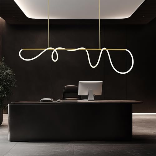 Gold Modern Chandelier 59.05inch Linear Chandelier Gold LED Pendant Light for Kitchen Island Lighting