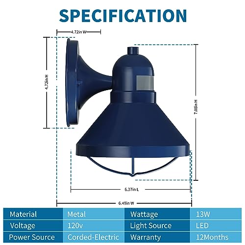 Motion Sensor Outdoor LED Wall Sconce Dusk to Dawn Exterior Barn Lighting