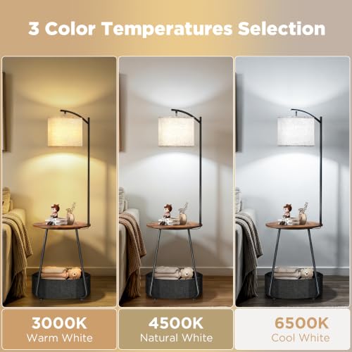 Floor Lamp with Table (Rustic Brown)