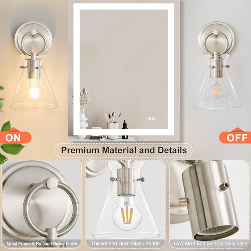 Wall Sconce for Bathroom 6" Clear Glass Shade Nickel 1 Pack