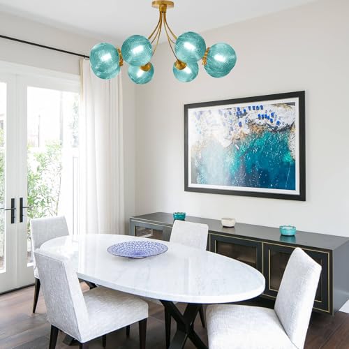 Modern 8 Lights Chandelier Ceiling Pendant Light Dining Room Chandelier Over Table 32.2" Flush Mount Ceiling Lights for Living Room Bedroom Kitchen