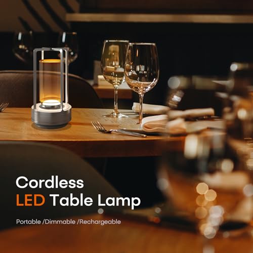 Rechargeable Cordless Small Metal Table Lamp (2 Count)