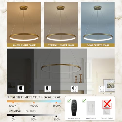 Brushed Gold LED Ring Chandelier 1