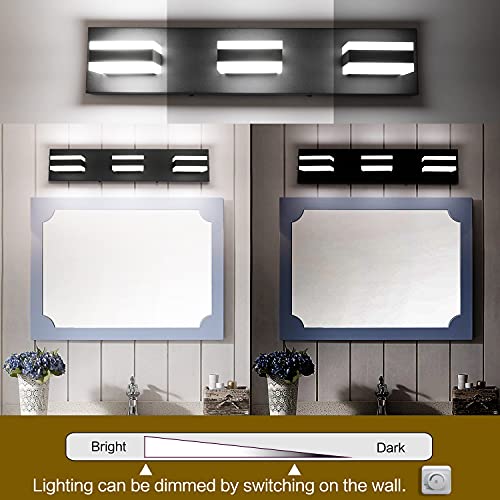 Black Bathroom Vanity Light Fixtures Over Mirror LED Dimmable 3 Lights Bath Lighting Restroom Light Modern Vanity Lights for Bathroom Bath Lights ETL Listed