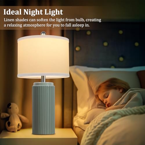 23.5" Green Ceramic Table Lamps Set of 2 (2 Count)