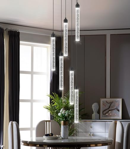 Modern Crystal Pendants Lighting Mini Chandelier for Kitchen Island LED Dimmable Ceiling Handing Lighting Adjustable Flush Mount Ceiling Light for Dining Room Hallway