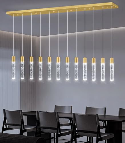 Modern Crystal Chandeliers LED Pendant Light for Kitchen Island Dining Room Entrance Foyer Living Room 6000K Gold