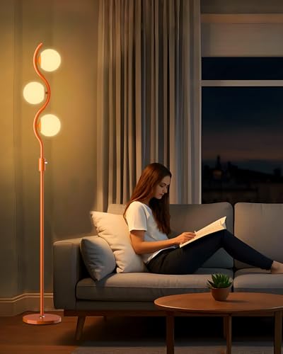 60IN Dimmable Orange Globe Floor Lamp (3 Count)