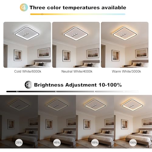 Square Diamond LED Ceiling Light with 3 Spotlights