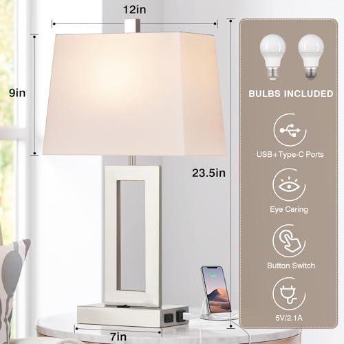 Silver Bedside Table Lamp Set of 2 (2 Count)