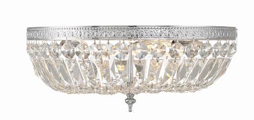 3 Light Spectra Crystal Polished Chrome Flush Mount