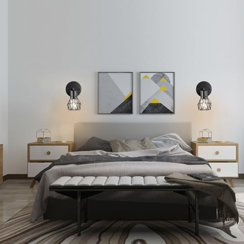 2 Pack Farmhouse Wall Sconces Hardwired Black for Bathroom Hallway