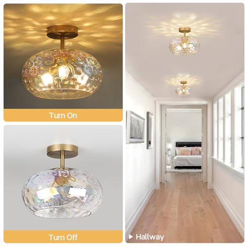 12" Vintage Rainbow Glass Ceiling Light