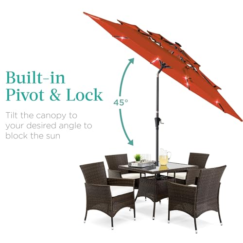 10ft 3 Tier Solar Patio Umbrella