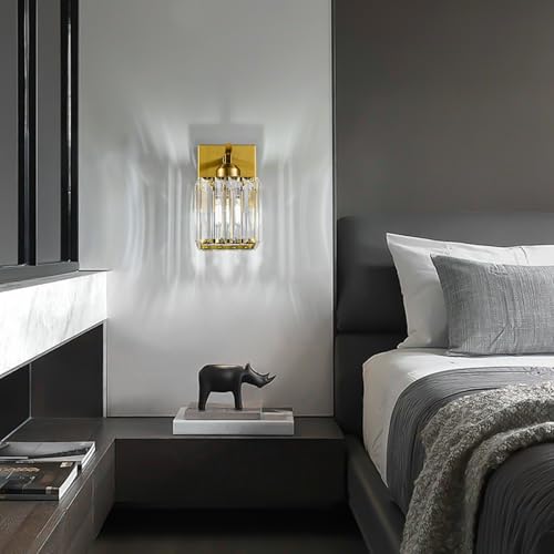 Wall Sconces Crystal Gold Wall Sconce Set of Two Indoor Wall Lamp Modern Wall Light Bathroom Vanity Light Fixtures Wall Lighting Wall Mounted Room Sconce (2 Count)