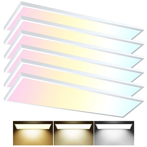 6 Pack 1x4 LED Flat Panel Light Surface Mount White (6 Count)