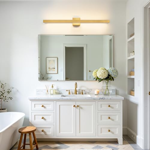 Modern Bathroom Light Fixtures 39 Inch Gold Bathroom Vanity Light with Up & Down Lighting 30W Dimmable 5CCT LED Vanity Lighting Fixture Bar for Bathroom Restroom