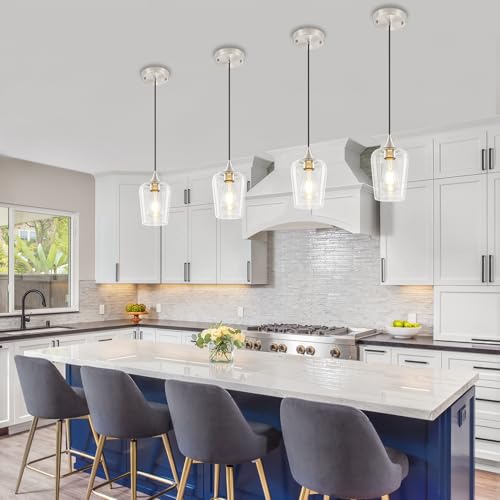 3 Pack Brushed Nickel Pendant Lights Fixtures Kitchen Lighting Over Island (3 Count)